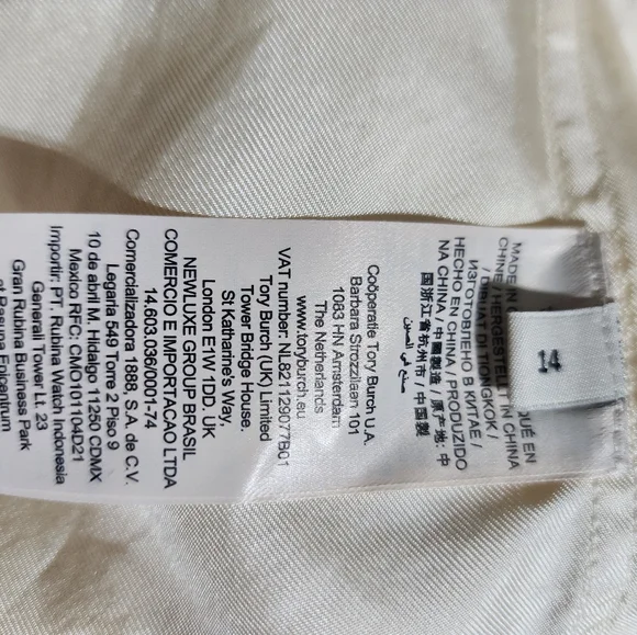 Tory Burch Ivory Cream Silk Blouse Bow Tie Long Sleeve Button Front Size 14 - Picture 7 of 12